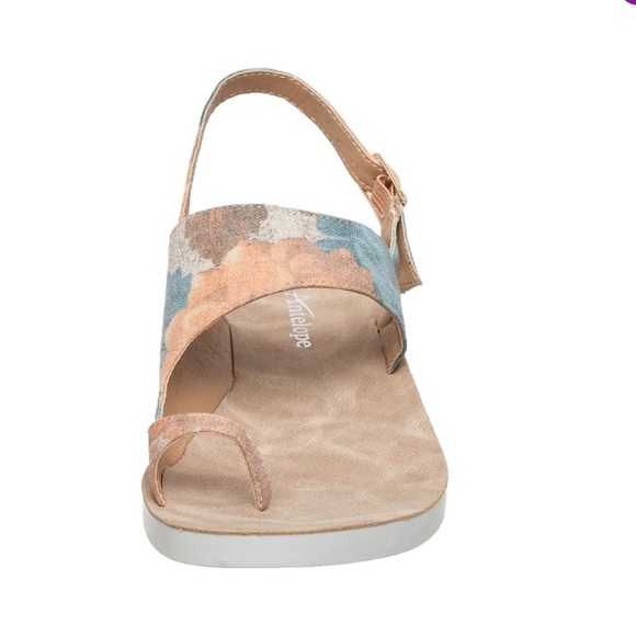 Antelope Taupe & Blue Leather Toe-Strap Sandals Women’s Size EU 37 - Picture 3 of 7